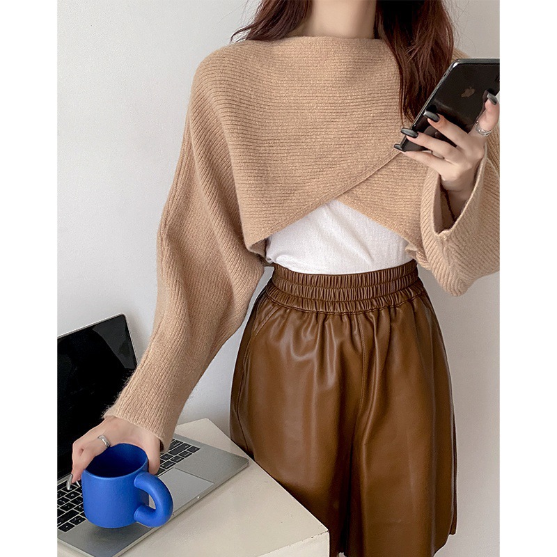 24 invierno Puyuan estilo neutro japonés y coreano ropa casual de punto chaqueta de cuello grueso suéter suelto