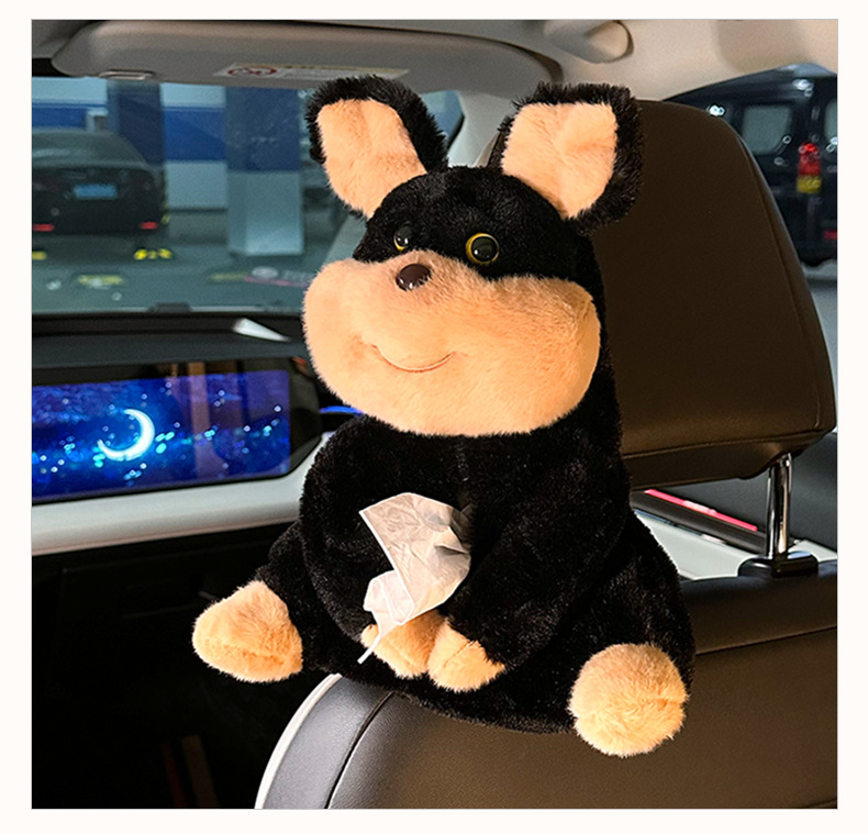 Car Tissue Box Creative Doll Car Multi-function Hanging Tissue Bag Cute Bee Dog Car Tissue Box
