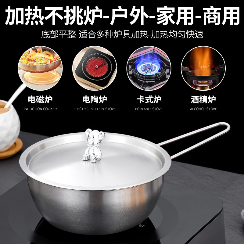 厚みのある304ステンレス鋼の韓国風米酒焼酎ボウル、ハンドル付き19cmインスタントラーメンポットビビンバ温冷酒調理小ボウル|undefined
