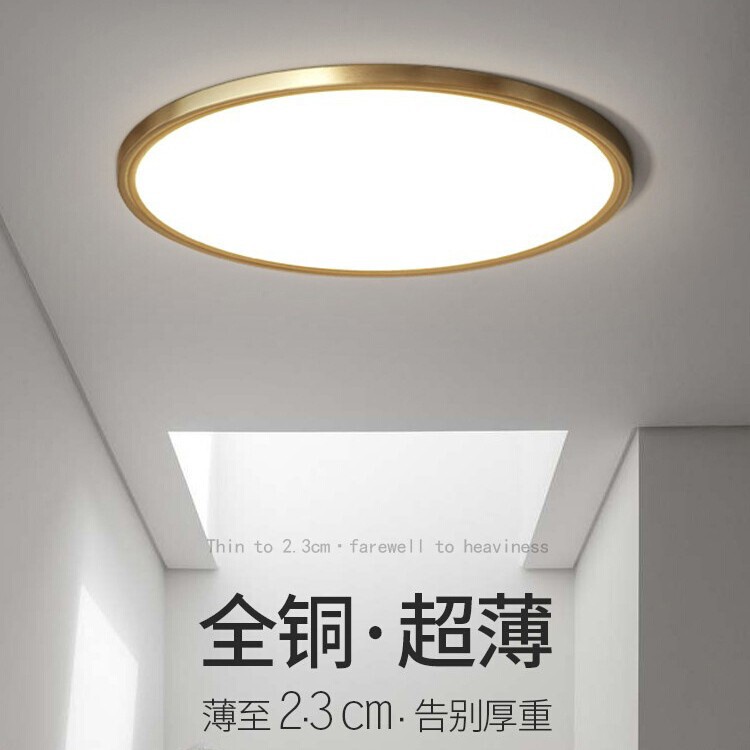 2025 New Ultra-Thin All-Copper Ceiling Lamp Led Ultra-Bright Anti-Mosquito and Moisture-Proof Three-Color Remote Control Balcony Bedroom Lamp