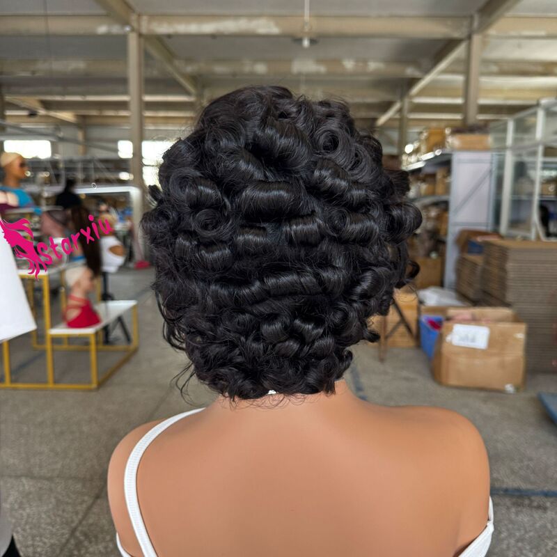フロントレースかつらアフリカかつらセットpixie cut shortwigsエルフかつらカバーかつらショート巻き|undefined
