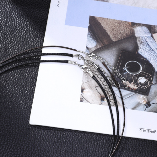 Leather Cord Necklace Pendant Accessory for Men and Women DIY Korean Beeswax Leather Cord Korean Style In-Stock Lockchain Accessories