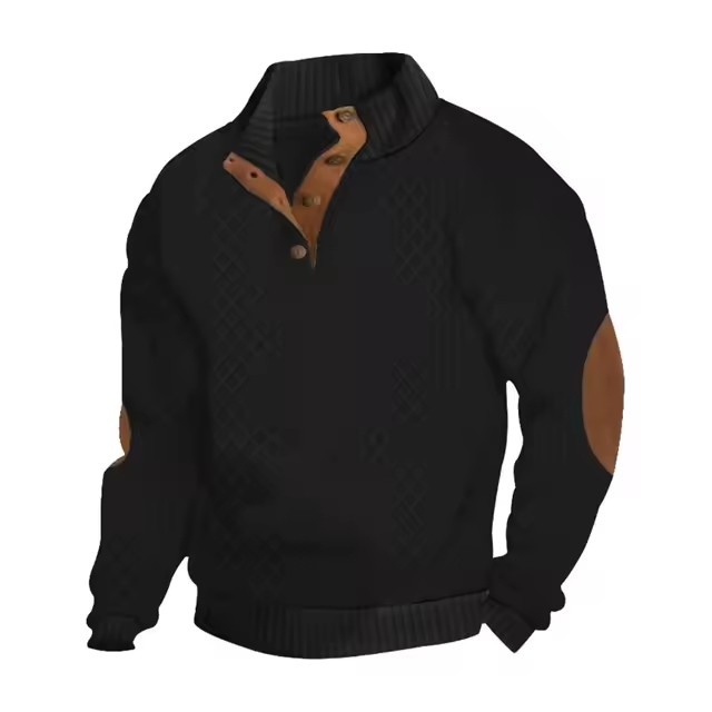 Foreign trade new sweatshirt fashion patchwork jacquard stand collar…
