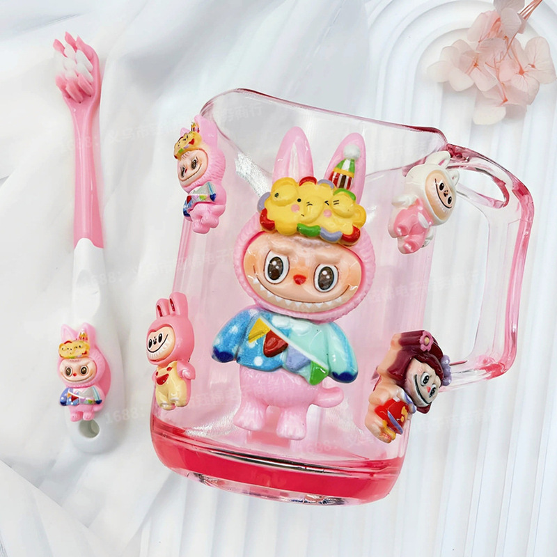 ラブブ子供用歯磨きカップ、ラブブうがいコップ、子供用家庭用厚手歯磨きカップ、ラブブ歯ブラシセット|undefined