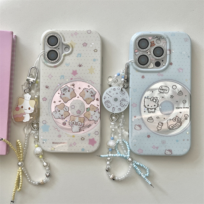 波点光碟棉花糖KT猫适用iPhone16苹果15ProMax/14/13手机壳少女心|undefined