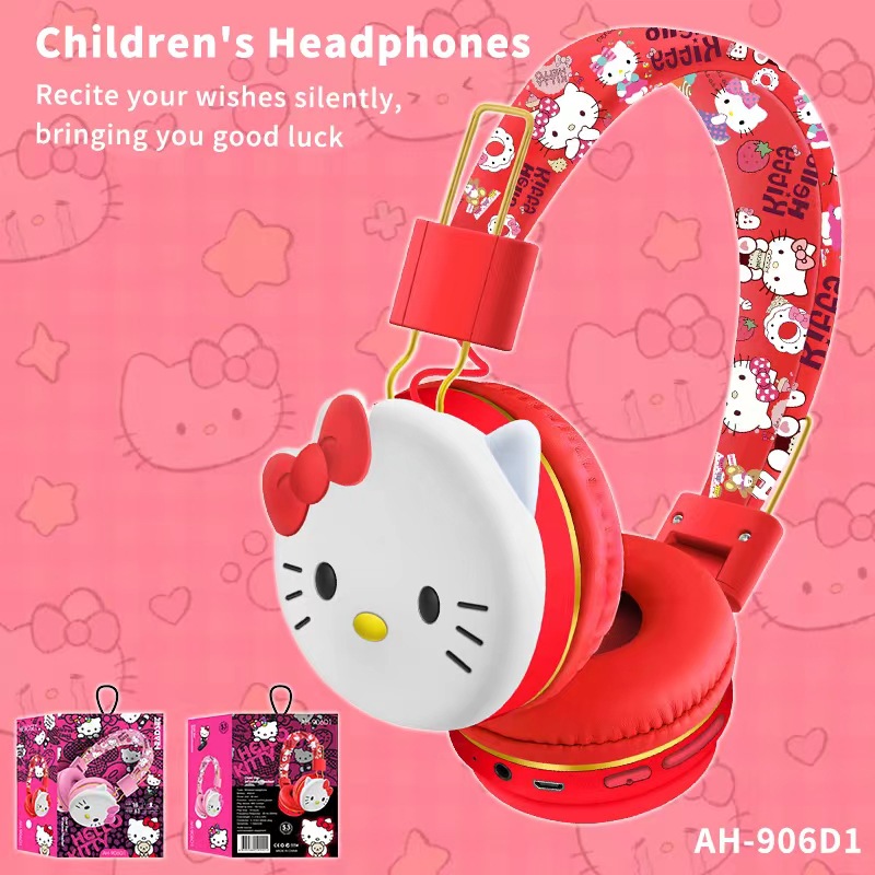 Nuevo AH - 906D1 creativo lindos dibujos animados Kitty niños auriculares Bluetooth inalámbricos auriculares estéreo
