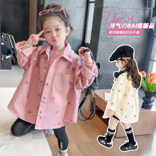 女童衬衫春秋款2025新款时尚小女孩蝴蝶结衬衣外套中小儿童装上衣