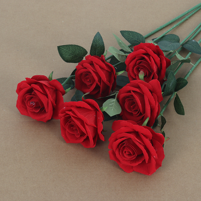 Simulated Large Velvet Rose Chinese Valentine's Day Home Flower Arrangement Wedding Decoration Fake Flowers Artificial Flowers Wholesale