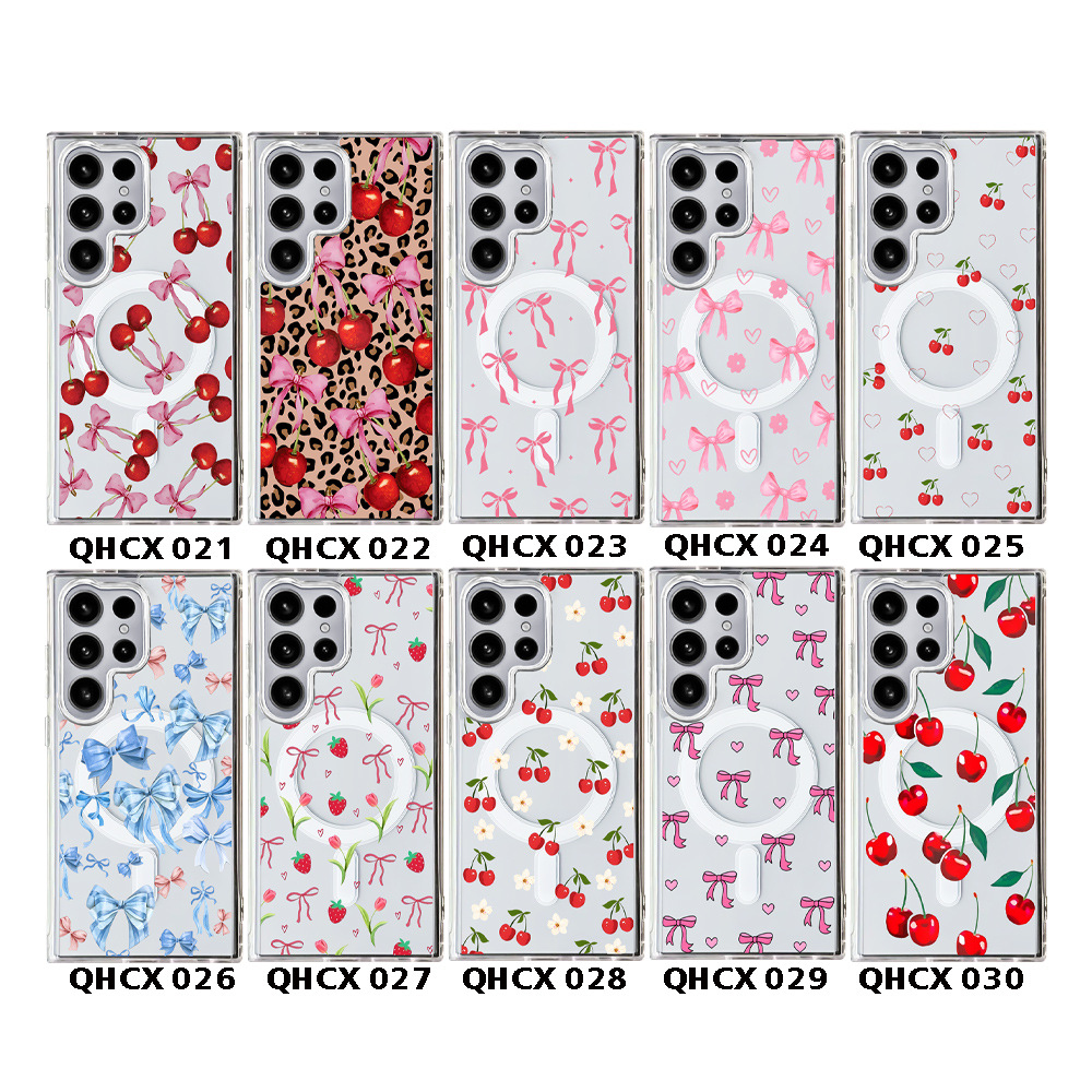 45g Weight Samsung Applicable Brands Phone Cases Classification PC, tpu Material Cherry, Bow Knot Pattern Simple Style, Classic Style Style PC Tpu Cherry Bow Knot Simple Style Classic Style Phone Cases Phone Accessories 无