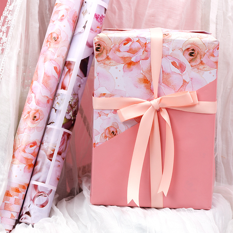 Transfronterizo Amazon nuevo romántico día de San Valentín papel de regalo 80g papel estucado papel de regalo de doble cara