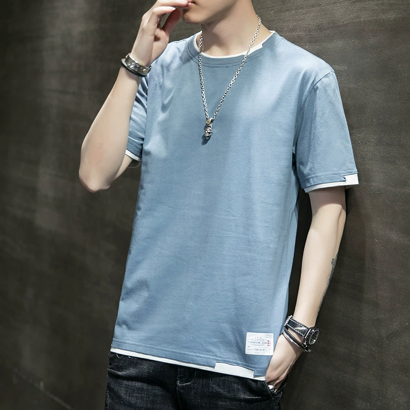 Мода хлопчатобумажная футболка с короткими рукавами для мужчин летом