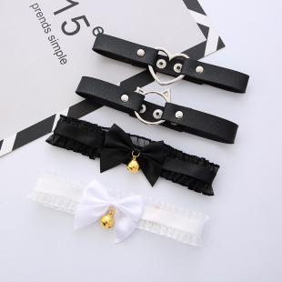 Adult Fun Accessories Fashion Lace Band Bell Collar Love Clavicle Chain Soft Cute Cat Necklace for Women