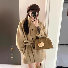 卡其色呢子大衣女秋冬2025新款毛呢外套高级感休闲短款韩系气质
