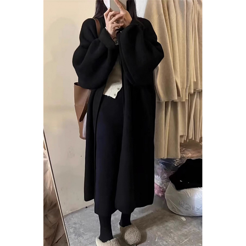 中长款毛衣开衫外套女春秋慵懒风高级感显瘦过膝宽松加厚针织大衣|undefined