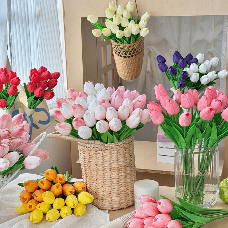 High-End Pu Tulip Artificial Flowers Exclusively for Cross-Border Sales, Suitable for Home, Hotel, Wedding Photography Props, Realistic Touch, Wholesale High-End Pu Tulip Artificial Flowers Exclusively for Cross-Border Sales, Suitable for Home, Hotel, Wedding Photography Props, Realistic Touch, Wholesale
