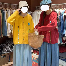 秋冬森系重工手钩花针织长袖开衫时尚减龄高品质毛衣外套女上衣潮