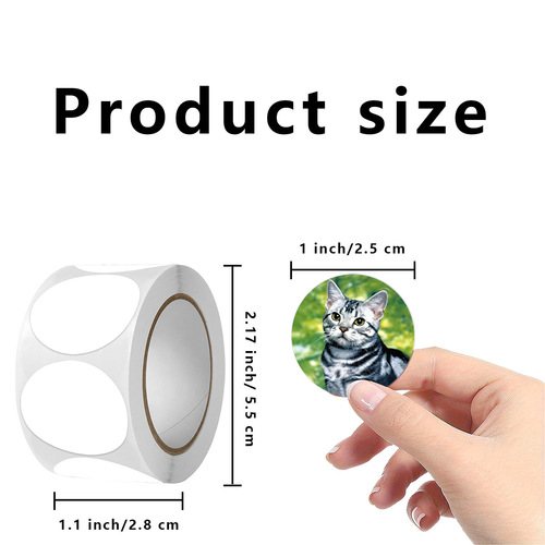 Cat Sticker Gift Pack of 500 Sheets in 1 Roll with Self-Adhesive Circular Labels