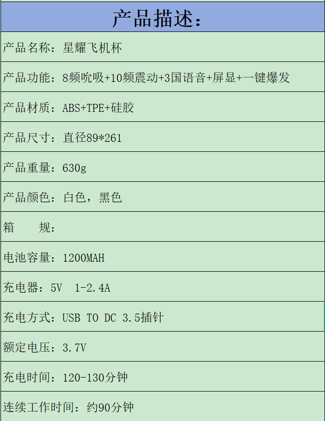 Automatic Male Masturbator Electric Stroking Suction Device, ABS and TPE Sleeve, White or Black — detail image 1