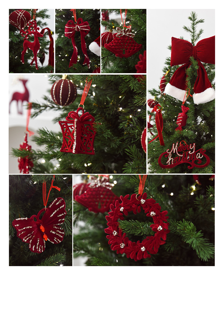 59g Weight Decorative Props Event & Party Supplies 1 Piece Quantity Party, Festival Occasion Flocking Material Christmas Festival Bow Knot, Bell, Elk Pattern Cute, Simple Style Style Christmas Cute Simple Style Bow Knot Bell Elk Flocking Party Festival Decorative Props 8