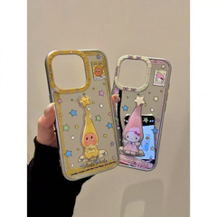 卡通镜面长帽猫咪星星宝宝转转适用iphone16promax苹果15手机壳14