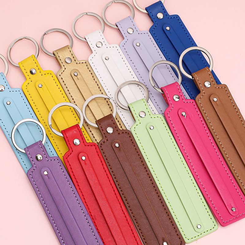 Leather Keychain Spring Buckle Handmade DIY Jewelry Accessories External Connection Ring Keychain Mobile Phone Chain Pendant