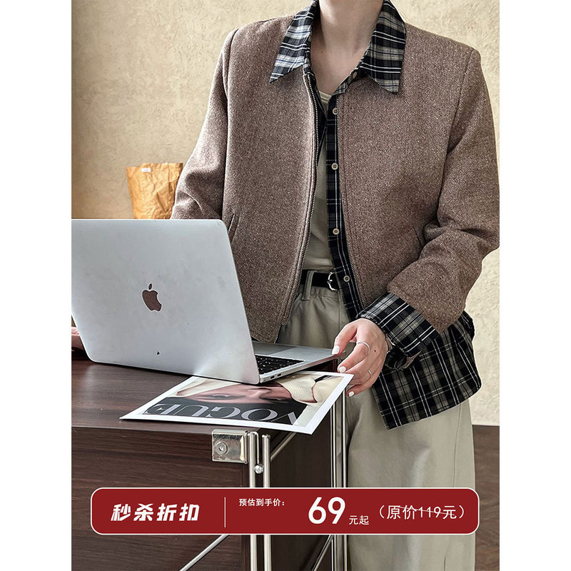 Luxi Korean-Style Woolen Round-Neck Short Jacket with a Chanel-Inspired Design for Women, 2025 Autumn New Zipper Jacket Top 8698
