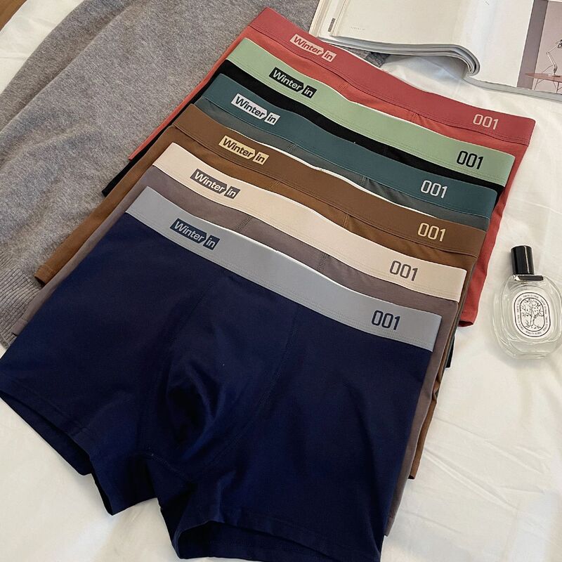 Men's Pure Cotton Underwear, Mid-High Waist, Youth Boxer Briefs, Men's Shorts, Large Size, Spring and Summer