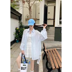 80% テンセル 20% コットンテクスチャ日焼け止めシャツ女性のデザイン 2025 ルーズカジュアルシャツ長袖上世代
