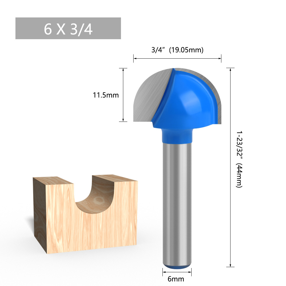 Azul 1/4 mango 6 mango redondo inferior cuchillo de encaje cabeza redonda cuchillo de carpintería semicírculo alivio cuchillo herramienta de carpintería ventas directas de la fábrica