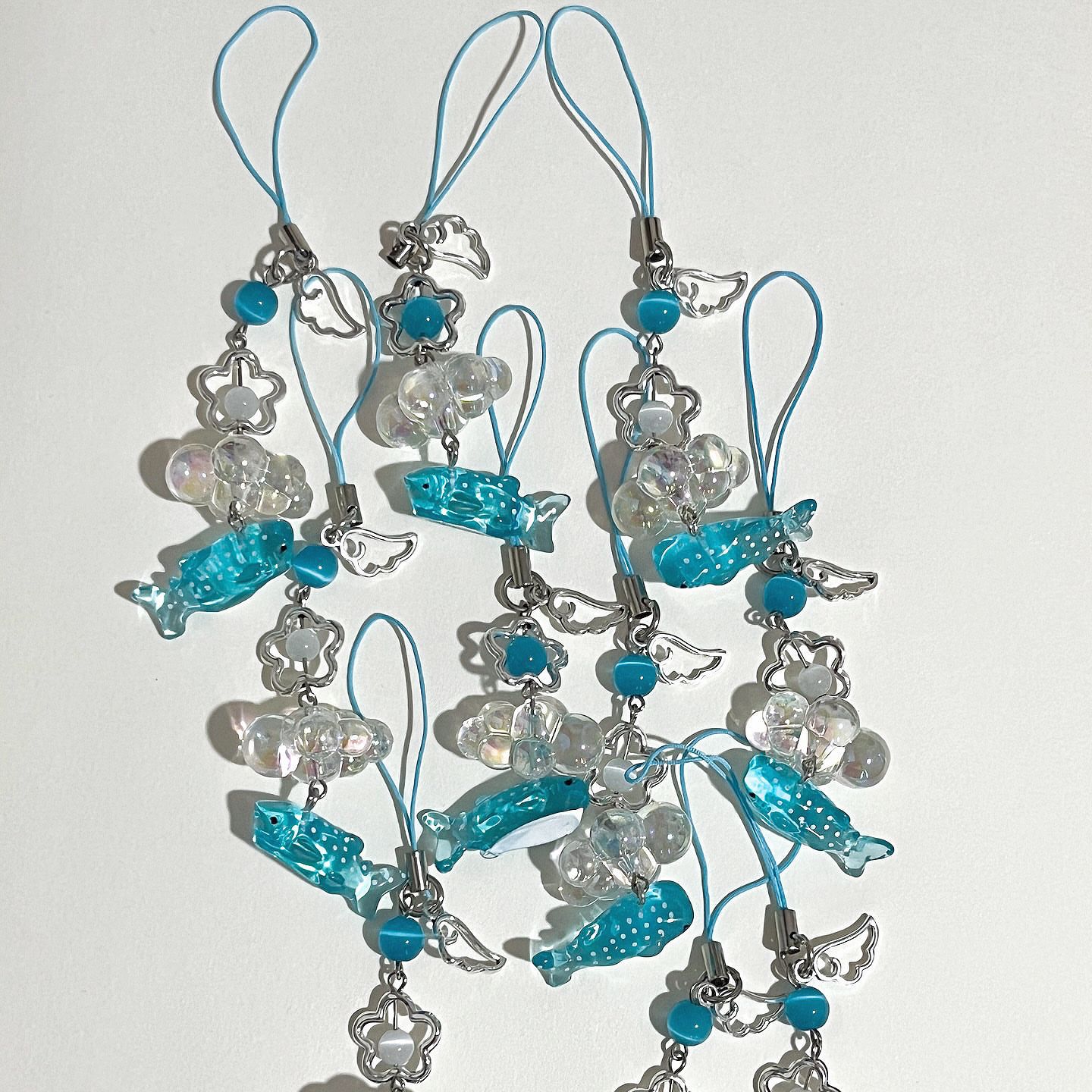 Cloud Shark Sunny Day Cute Simulated Marine Life Mobile Phone Chain Handmade Beaded Polka Dot Shark Pendant