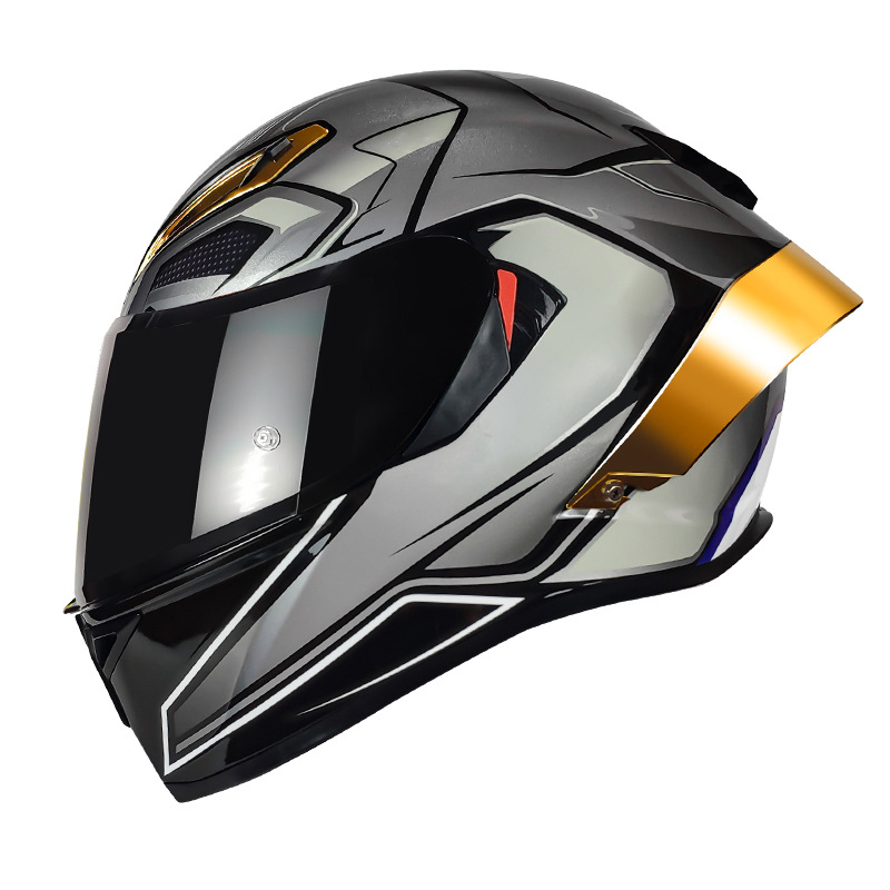 Casco de motocicleta personalizado de fábrica Aurora gris doble espejo casco completo casco locomotora coche eléctrico DOT certificación exterior 3c