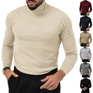 Independent station 2023 autumn and winter New high elastic turtleneck knitted cashmere sweater thickened young men's warm bottoming clothes