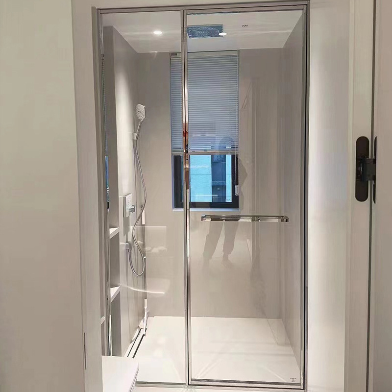 Tempered glass bathroom partition sliding door manufacturer bathroom glass partition wall dry and wet separation double sliding door