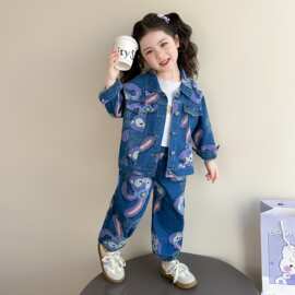 女童牛仔套装秋季宝宝外套2025新款网红牛仔裤女宝宝两件套洋气潮
