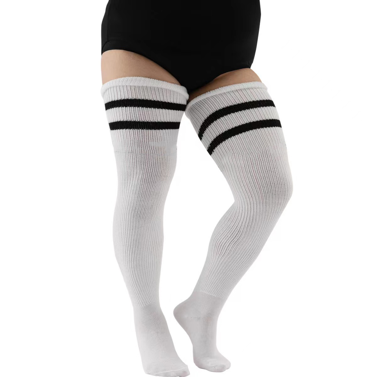 Calzini da donna in maglia antiscivolo extra large con lacci sopra il ginocchio, taglie forti, 2025d, in acrilico_voghion.com