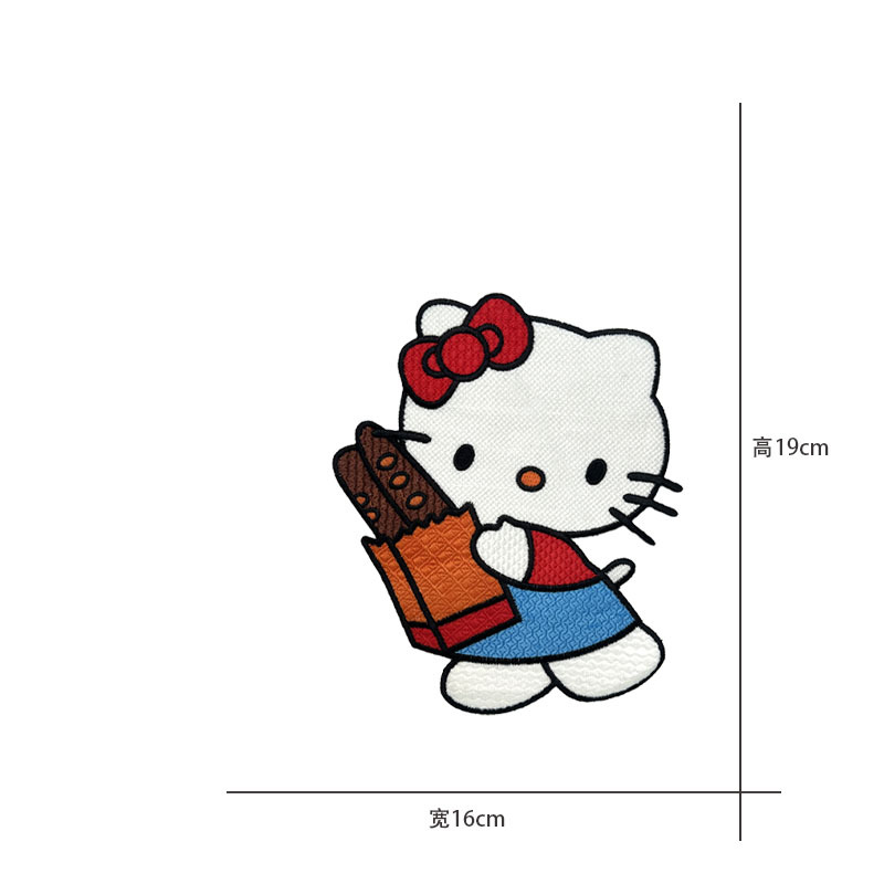 Cartoon al por mayor bordado por computadora kt pegatinas de tela de gato Sanliogou diy pegatinas de parche tejido cesta de ropa adorno accesorios pegatinas