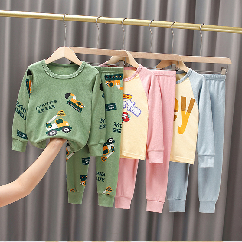 On behalf of children Underwear suit men and women Autumn coat Long johns Thin section Children girl baby Cotton sweaters pants