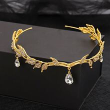 Luxury Rhinestone Tiaras Headbands for Women Leaf Crystal Cr