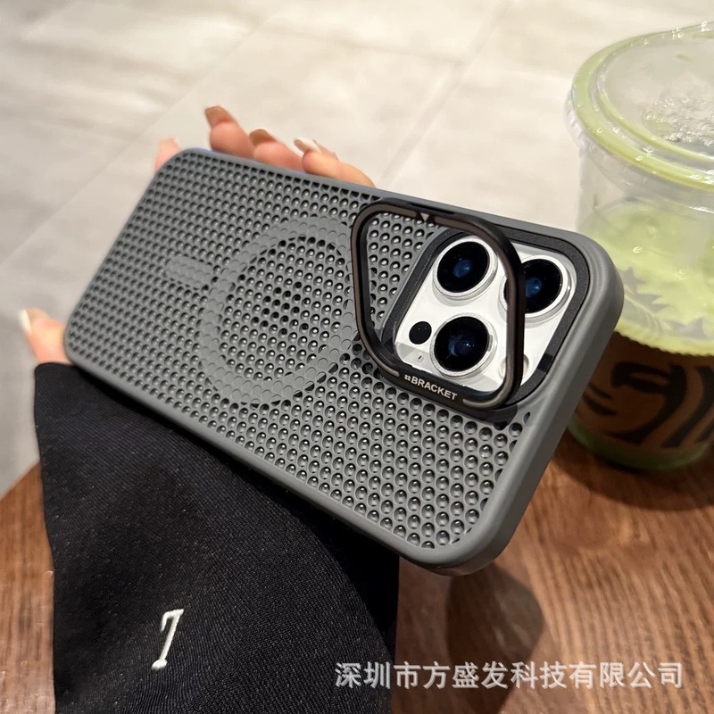 iPhone17promax用ケース、レンズスタンド、磁気吸着、放熱、蜂の巣構造、通気性、Apple16保護ケース|undefined