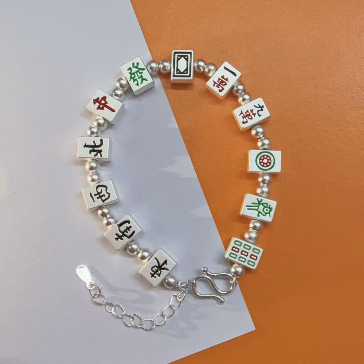 Mahjong Thirteen Aces Enamel Jewelry Niche High-End Live Wealth-Attracting Red Fortune Bracelet for Women