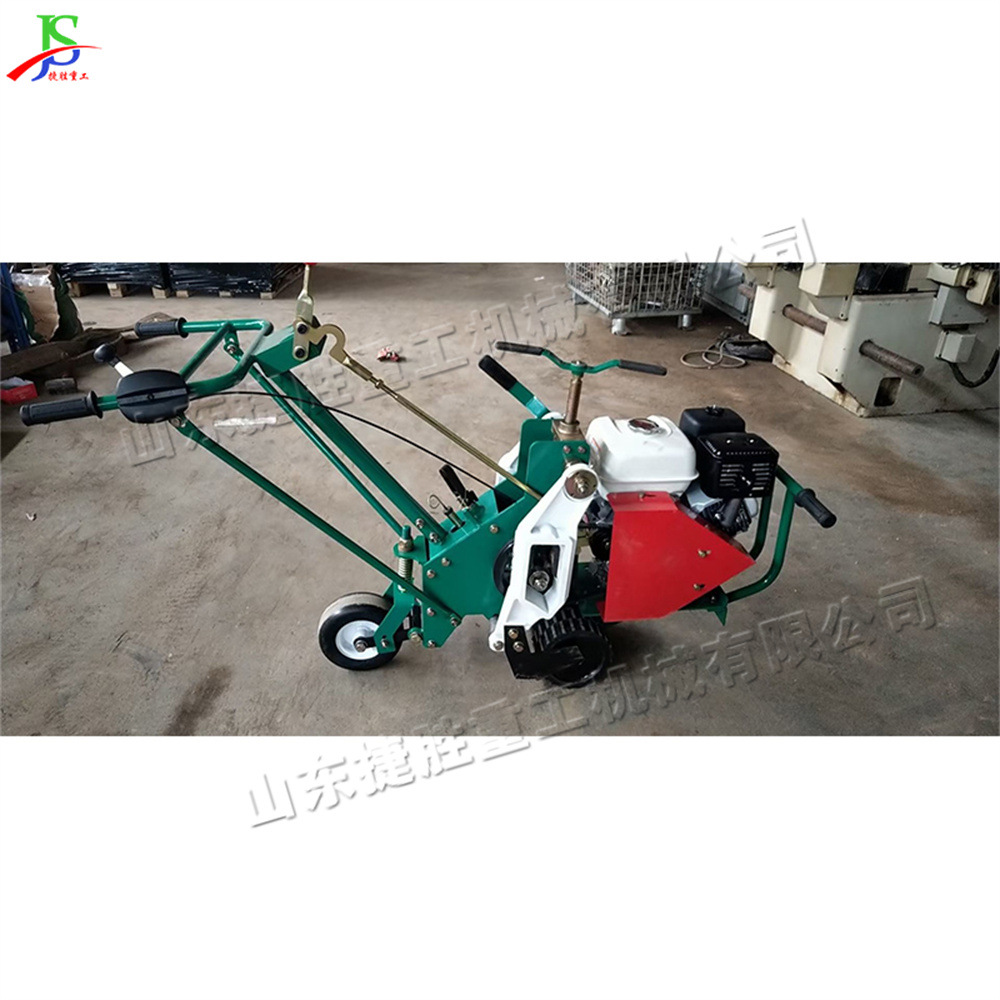 máquina de rascunar tipo empujado a mano pequeña máquina de trasplante de césped de gasolina de 9 caballos de fuerza equipo de trasplante de césped automático de rodillos anchos