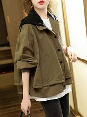 连帽女士短外套休闲百搭宽松显瘦2025气质韩版大码春秋长袖夹克