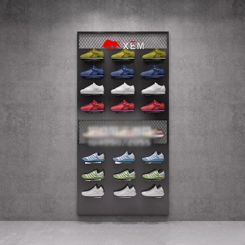 Tienda de ropa estante de exhibición gabinete de exhibición de pared Zapatero tienda de zapatilla de deporte estante centro comercial tienda de zapatos estante de zapatos