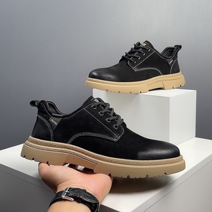 Autumn 2024 New Arrival Shoes All-match Men's Top Layer Cowhide Men's Casual Leather Shoes British Style Men's Lace-up Shoes