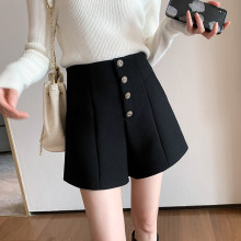 西装高腰短裤女秋冬新款韩版加厚显瘦字阔腿裤子冬天外穿显腿靴裤