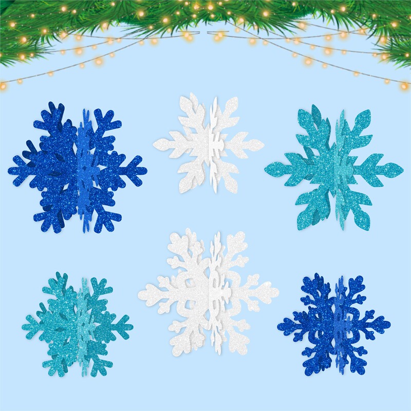 跨境冬天生日装饰立体摆件 冬季节日圣诞节派对装饰雪花立体摆件|undefined