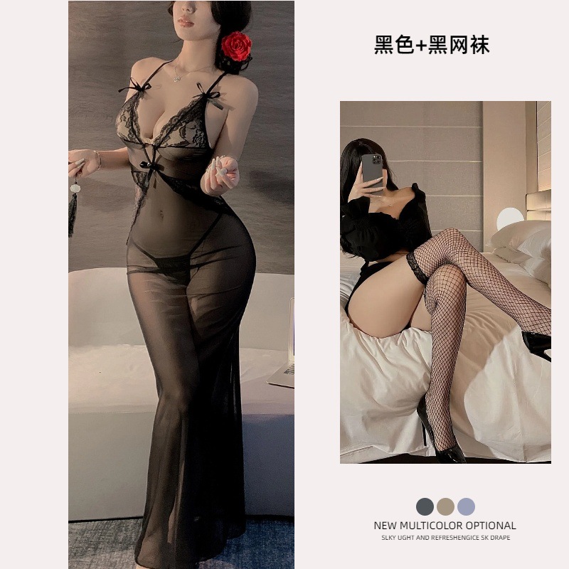 블랙 + 블랙 망사 스타킹