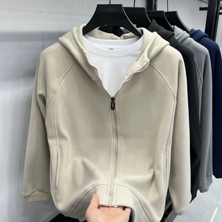 新品连帽百搭男女时尚同款春秋季针织开衫中青年厚款户外休闲外套