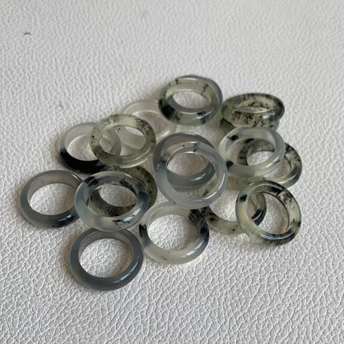 Natural jade ink floating flower jade ring male and female couple Xiu jade ring 1.6 to 2 cm ring ring