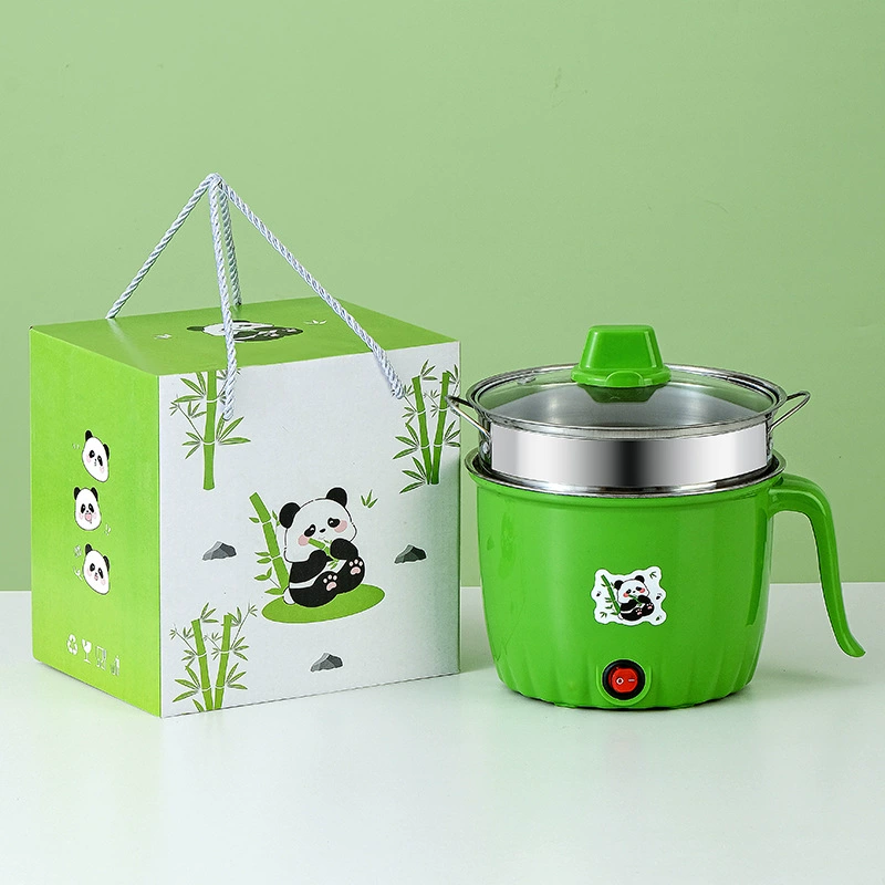 Электрическая кастрюля с рисунком панды, трансграничная электрическая пароварка, кастрюля для лапши быстрого приготовления, универсальная кастрюля с антипригарным покрытием для общежития, мини-кастрюля для приготовления пищи